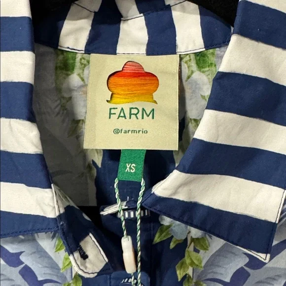 Farm Rio size XS Fresh Table Scarf Midi Dress Blue NWT No Belt - Picture 4 of 12